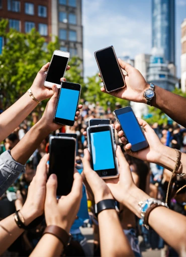 Plusieurs téléphones testant le Sukoji au sein d'une ville