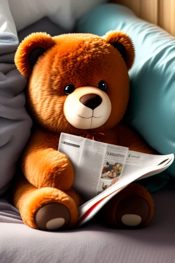 Nounours lisant le journal dans son lit à la recherche de grilles de Sukoji